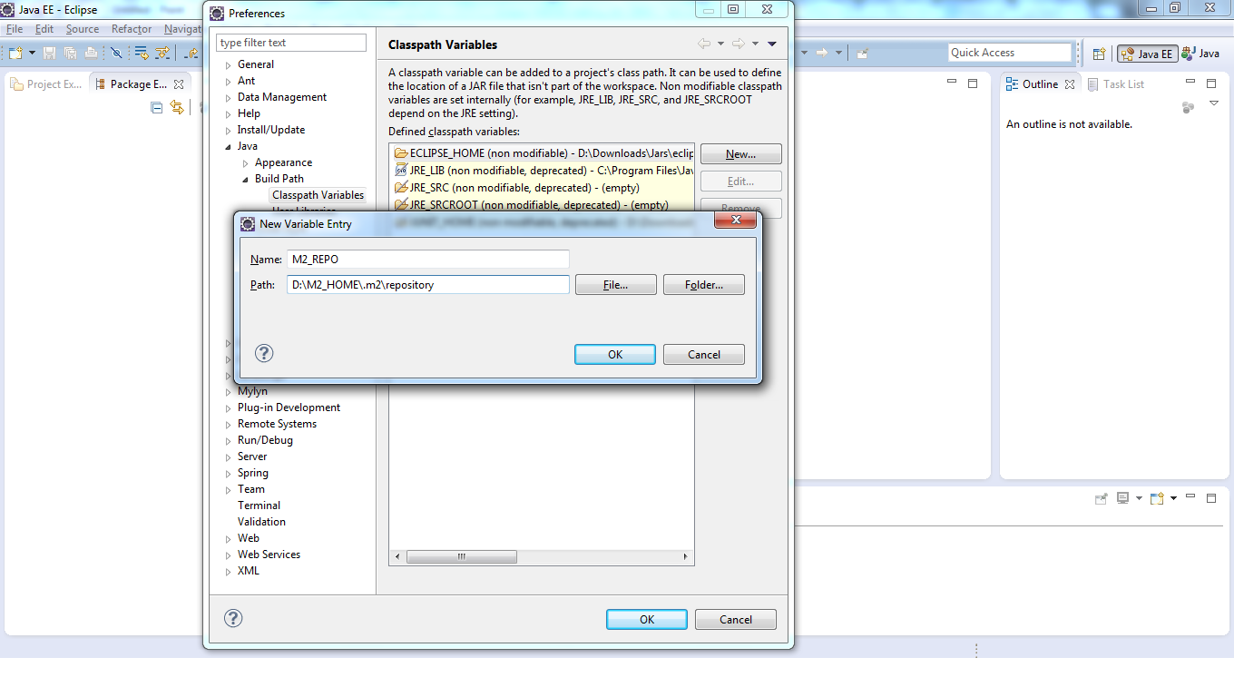 Eclipse + Maven Setting M2_REPO classpath variable in IDE