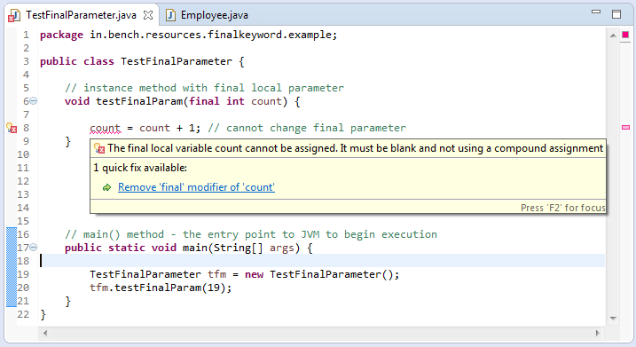 Java: final keyword - BenchResources.Net