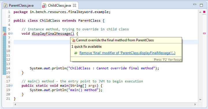 Java: final keyword - BenchResources.Net