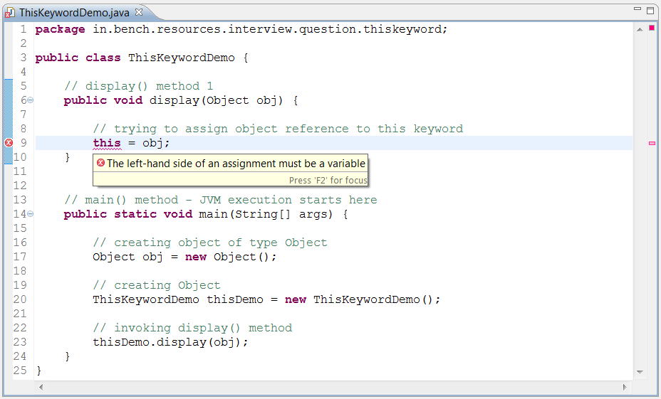 Java - Interview question and answers on this keyword - BenchResources.Net