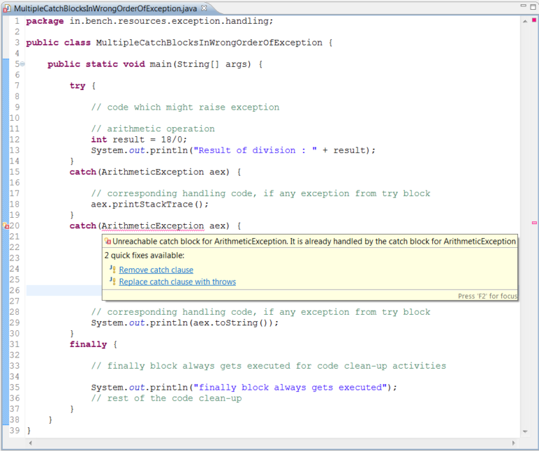 Java - try with multiple catch-block - BenchResources.Net