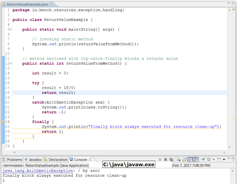 return statement with finally block - BenchResources.Net