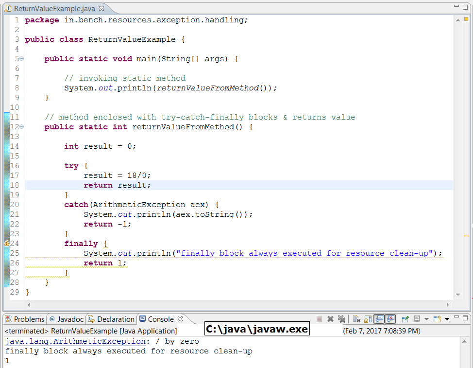 return statement with finally block - BenchResources.Net